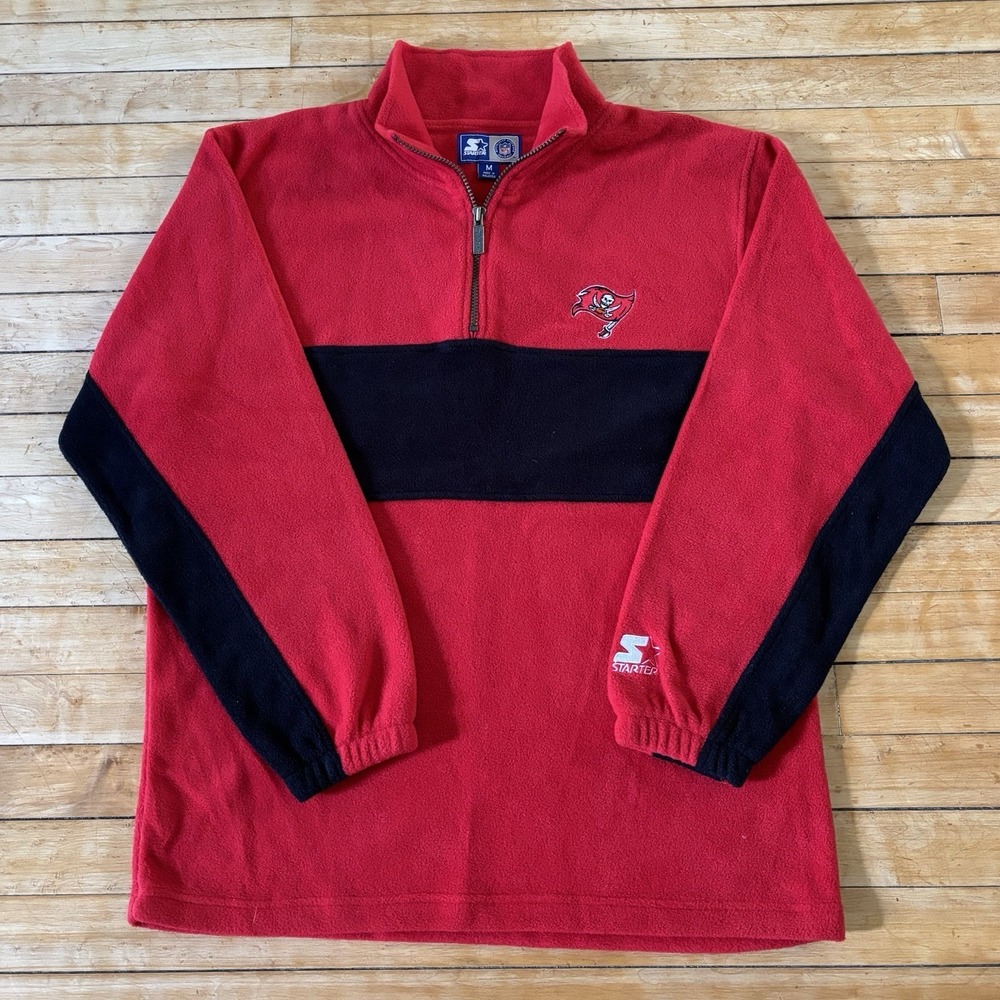 VTG 90s Starter Tampa Bay Buccaneers 1/4 Zip Fleece Pullover Jacket NFL Size M